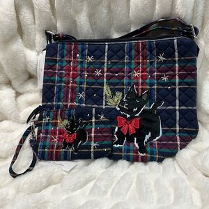 Duo Vera Bradley 2 Piece Plaid Scottish Terrier Bucket Crossbody Wristlet Set